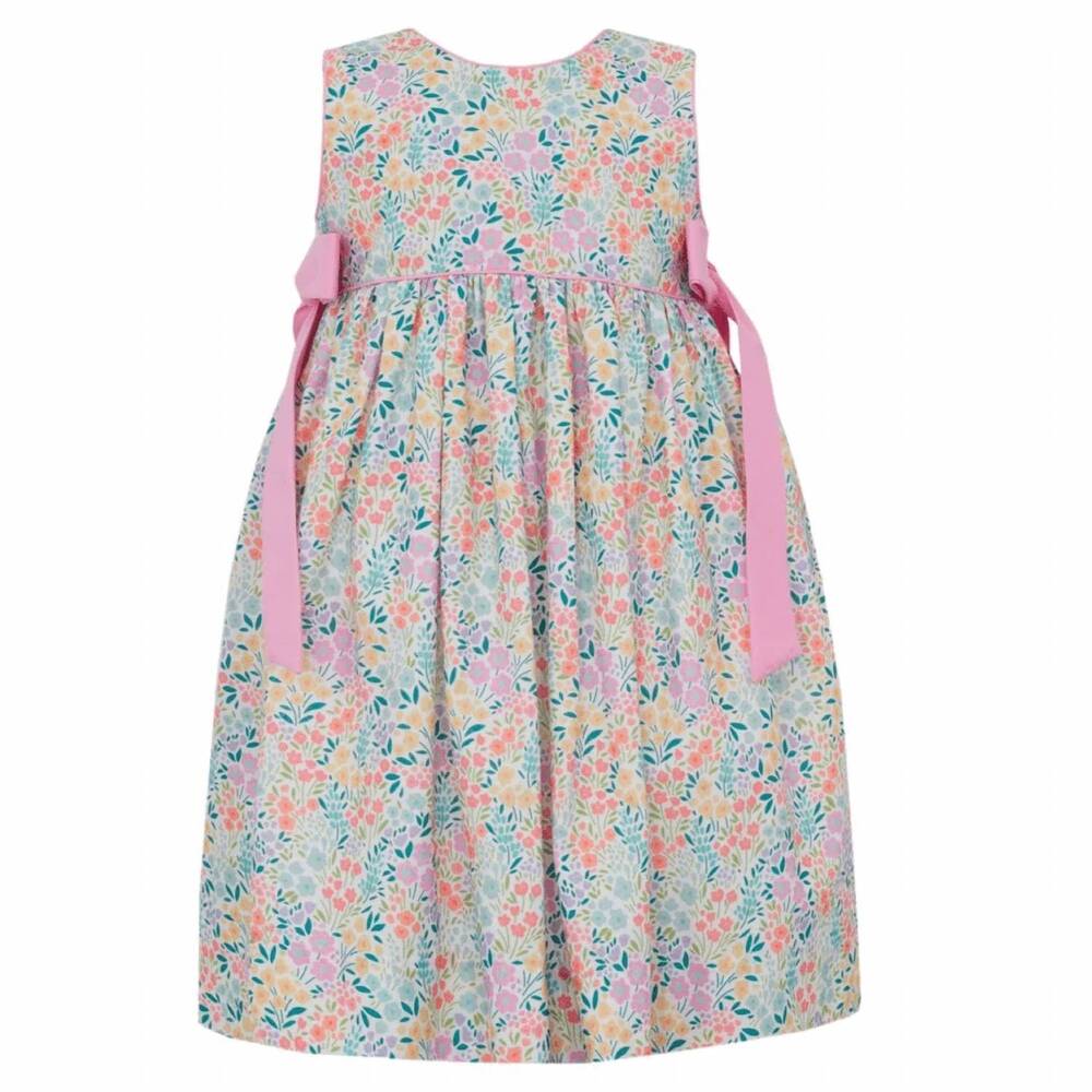 NEW CLAIRE & CHARLIE girls english garden sleeveless dress with bows in pink